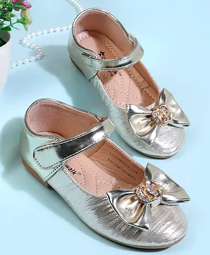 Cute Walk by Babyhug Velcro Closure Ballerina
                      With Bow Applique - Golden