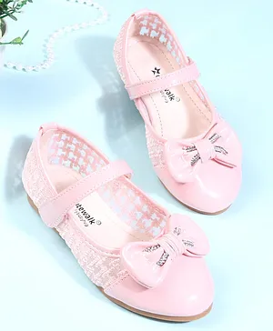 Cute Walk by Babyhug Velcro Closure Ballerina
                      With Bow Applique - Pink