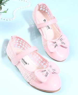 Cute Walk by Babyhug Velcro Closure Ballerina With Bow Applique - Pink