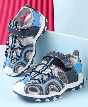 Cute Walk by Babyhug Velcro Closure Solid Sandals - Blue
