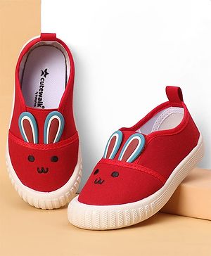 Cute Walk by Babyhug Slip On Casual Shoes With Bunny Face Applique - Red