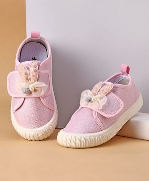 Cute Walk by Babyhug Casual Shoes with Velcro Closure And Bow Applique - Pink