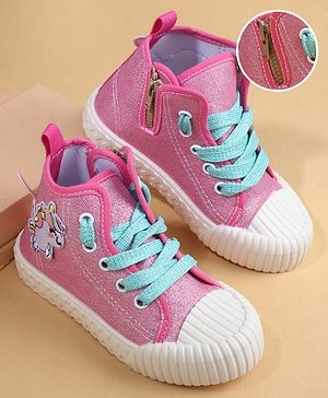 Cute Walk by Babyhug Casual Shoes with Zip Closure & Unicorn Applique - Pink