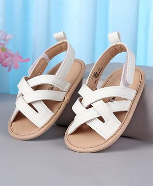 Cute Walk by Babyhug Booties with Velcro Closure - White