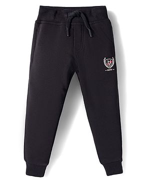 Ruff Fleece Knit Full Length Lounge Pant With Text Print - Black