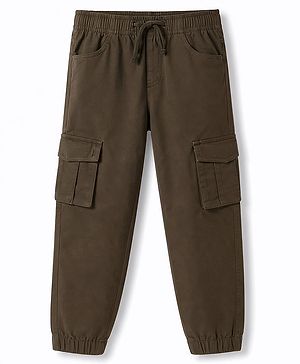 Pine Kids Cotton Elastane Woven Full Length Trouser With Cargo Pockets - Charcoal Grey