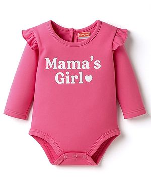 Babyhug 100% Cotton Knit Full Sleeves Onesie With Mama's Girl Print - Pink