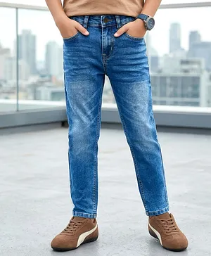Pine Kids Denim Woven Full Length
                              Washed Jeans - Blue