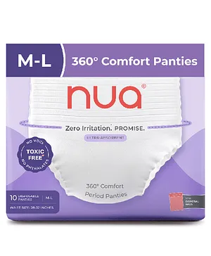 Nua 360 Degree Comfort Period Panties with Zero Irritation Promise Ultra-Absorbent 4x Comfort & 100% Toxic-free - Size M-L