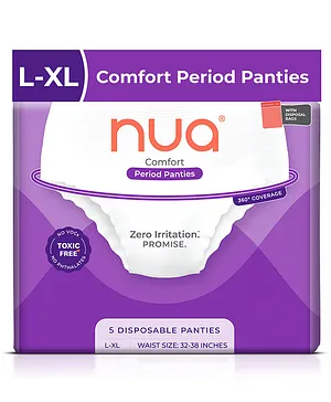 Nua 360 Degree Comfort Period Panties
                              with Zero Irritation Promise
                              Ultra-Absorbent 4x Comfort & 100%
                              Toxic-free - Size L-XL