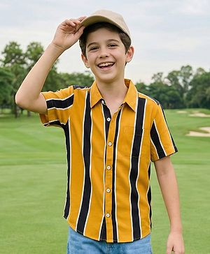 Pine Kids Cotton Woven Half Sleeves Shirt With Stripes - Multicolour