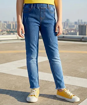Pine Kids Denim Woven Ankle Length
                              Washed Jeggings - Blue