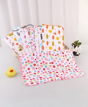 Babyhug 100% Cotton Muslin Burp Cloth Pack of 10  Multicolor| Ultra Soft| High Absorbency| Machine Washable| For Feeding & Diapering