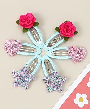Babyhug  Snap Clips with Floral & Butterfly Applique Pack of 6 - Multicolor