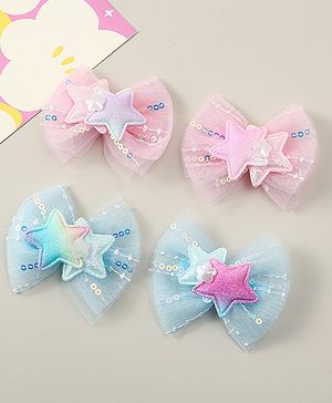 Babyhug Bow Applique Hair Snap Clips - Blue & Pink