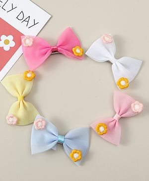 Babyhug Hair Clips with Bow Applique Pack of 5 - Multicolor