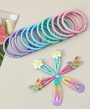 Babyhug Hair Accessories Combo Sets With Butterfly Applique - Multicolor