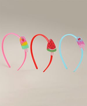 Babyhug Candy Shape Applique Hair Bands Pack of 3 - Multicolor