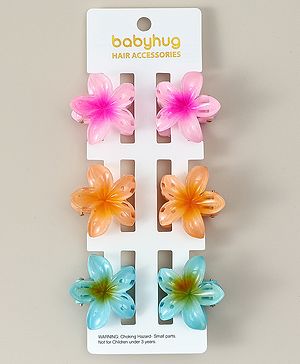 Babyhug Hair Clips Floral Shaped Pack of 6 - Multicolor