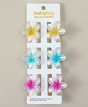 Babyhug Hair Clips Pack of 6 With Floral Applique- Multicolor