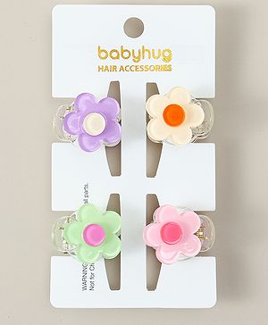 Babyhug Hair Clips Floral Shaped Pack of 4 - Multicolor