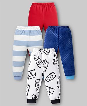 Kidi Wav Pack Of 4 Striped & Polka Dots Printed Pajamas - Multi Colour