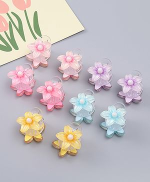 Babyhug Hair Clips With Floral Applique Pack of 10  -Multicolor