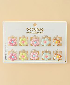 Babyhug Flower Shaped Hair Clips Pack of 10 - Multicolor