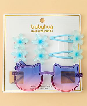 Babyhug Hair Accessories Combo Set With Floral Applique- Purple