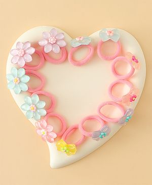 Babyhug Hair Rubber Bands  With Floral Applique Pack of 20 - Multicolor