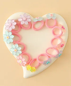Babyhug Hair Rubber Bands  With Floral Applique Pack of 20 - Multicolor