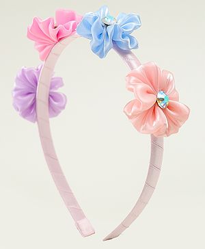 Pine Kids Hair Bands With Floral Applique - Multicolor