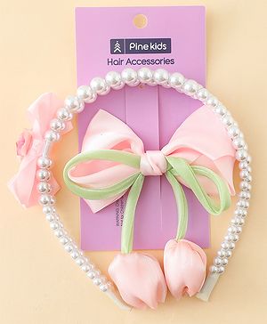 Pine Kids Hair Accessories Combo Set Free Size - Pink