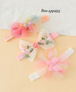 Babyhug Headbands with Bow Applique Pack of 3  - Multicolor