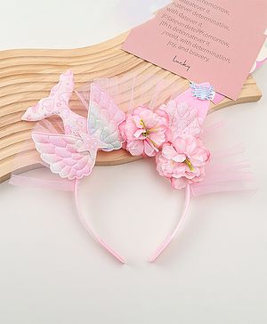 Babyhug Hair Bands With Floral & Marine Collection Applique - Pink