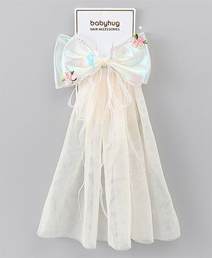Babyhug  Hair Clip with Bow Applique- Off White