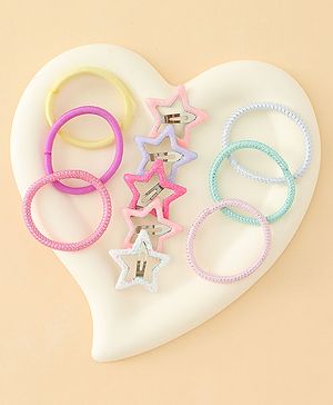 Babyhug Hair Accessories Combo Sets  Rubber Bands & Snap Clips Pair of  3 -  Multicolor