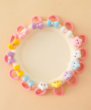 Babyhug Hair Rubber Bands With Bow & Star Applique Pack of 20 - Multicolor