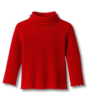 Babyhug Cotton Elastane Knit Full Sleeves Solid Color Turtle Neck Winter T-Shirt - Red