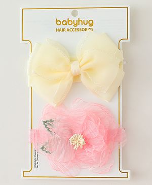 Babyhug Headbands With Bow & Floral Applique Pack of 2 - Cream & Pink