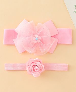 Babyhug Headbands With Floral & Bow Applique Pack of 2 - Pink