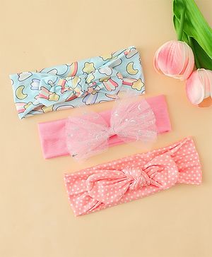Babyhug Headbands With Bow Applique Pack of 3 - Multicolor