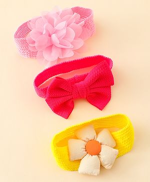Babyhug Headbands With Bow & Floral Applique Pack of 3 - Multicolor