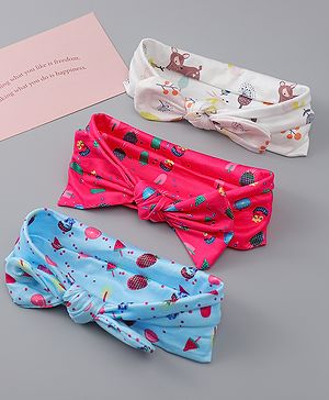 Babyhug Headbands With Bow Applique Pack of 3 - Multicolor