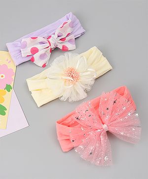 Babyhug Headbands With Bow & Floral Applique Pack of 3 - Multicolor