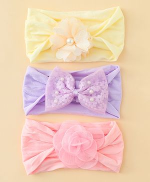 Babyhug Headbands With Bow & Floral Applique Pack of 3 - Multicolor