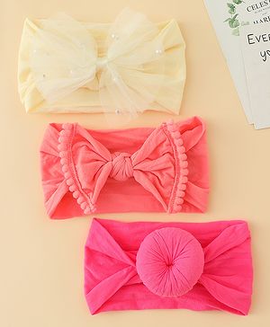 Babyhug Headbands With Bow Applique Pack of 3 - Multicolor