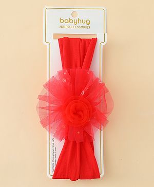 Babyhug Headband With Floral Applique - Red