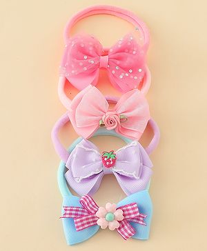 Babyhug Headbands With Bow Applique Pack of 4 - Multicolor