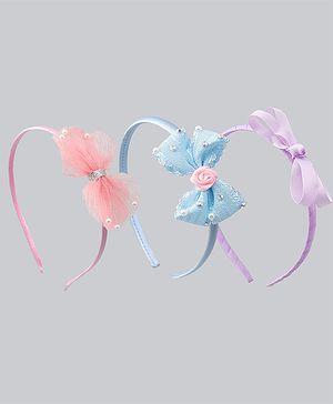 Babyhug Hair Bands With Bow Applique Pack of 3 - Multicolor